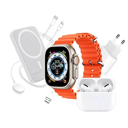 COMBO "RELOJ WATCH X8 ULTRA + AUDIFONOS IN EAR + POWER BANK"