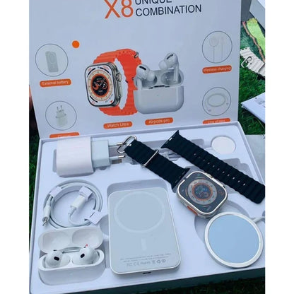 COMBO "RELOJ WATCH X8 ULTRA + AUDIFONOS IN EAR + POWER BANK"